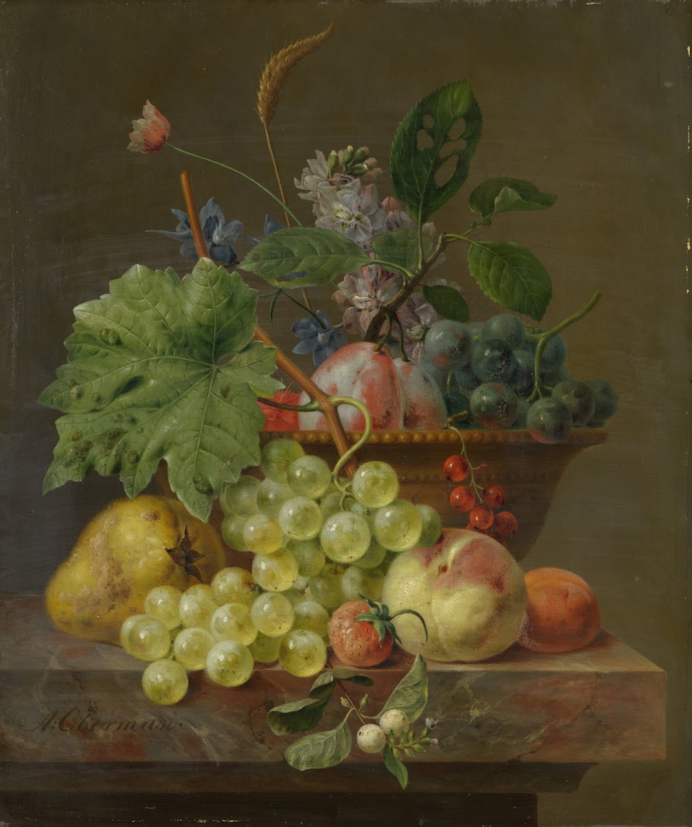 Still Life with Fruit in a Terracotta Dish c 1830