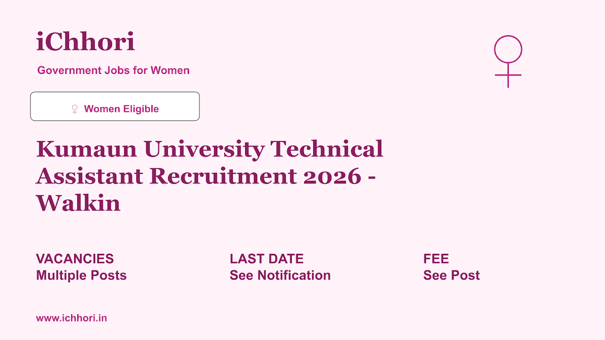 Kumaun University Technical Assistant Recruitment 2026 - Walkin - iChhori