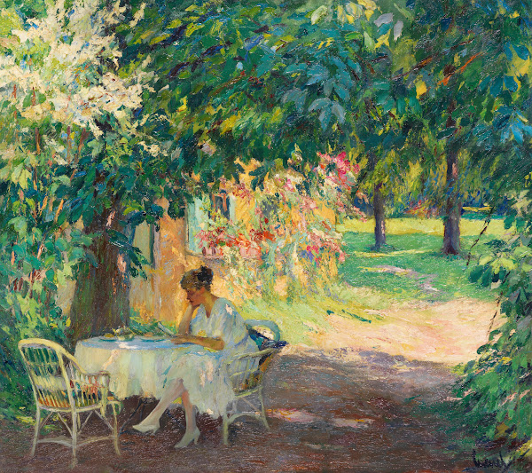 Summer in the garden of the artists villa on Lake Starnberg 1920