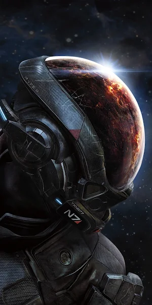 Mass Effect Andromeda Helmet, Mass Effect Andromeda, Mass Effect Legendary Edition, Bioware, Andromeda Initiative 4K iPhone Wallpaper Background
