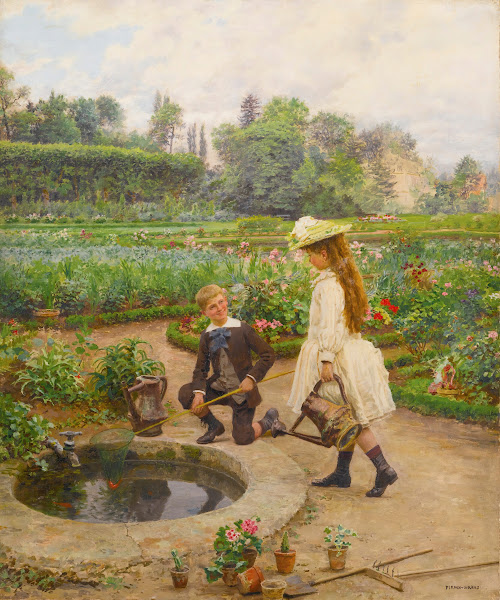 Enfants près du bassin 1880
