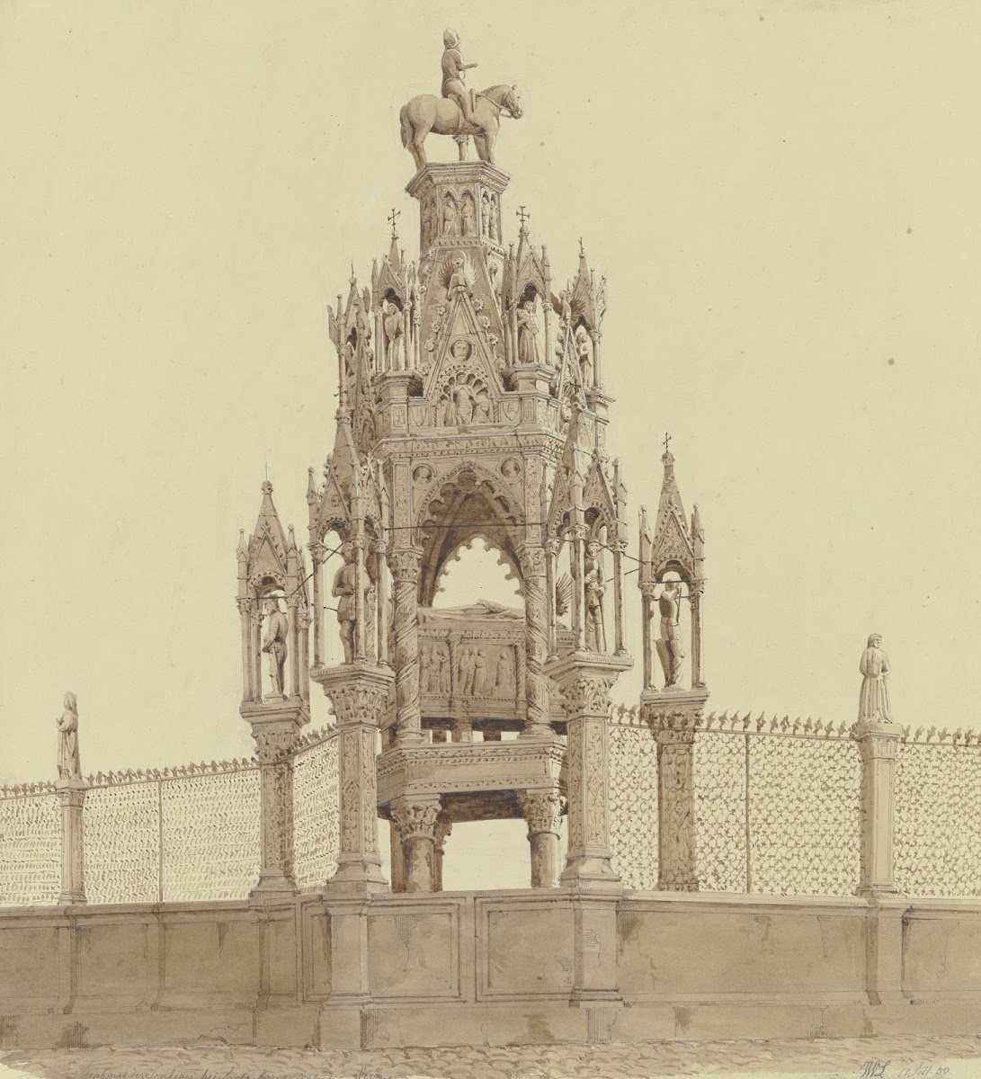 Grabmal der Scaliger bei S Maria Antica in Verona 1850
