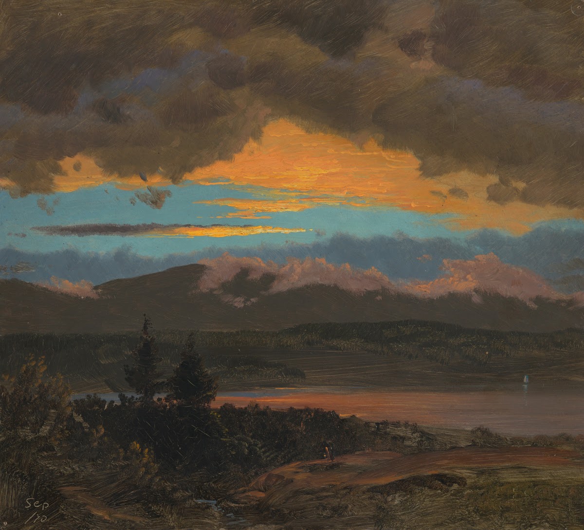 Sunset across the Hudson Valley New York 1870