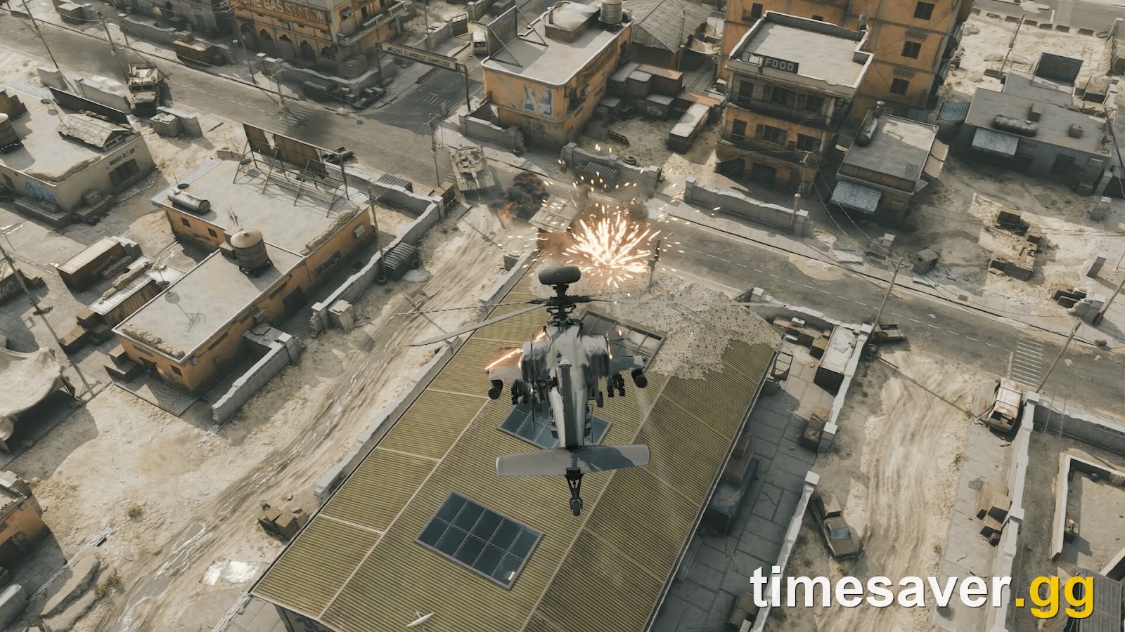 Delta Force aerial view of the dense Ahsarah desert city