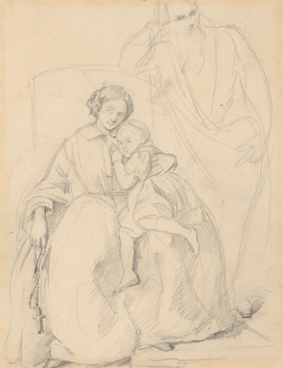 Sketch of Catherine Jagiellon with son Sigismund and John Grand Duke of Finland