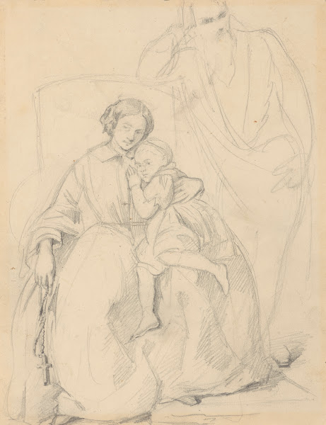 Sketch of Catherine Jagiellon with son Sigismund and John Grand Duke of Finland