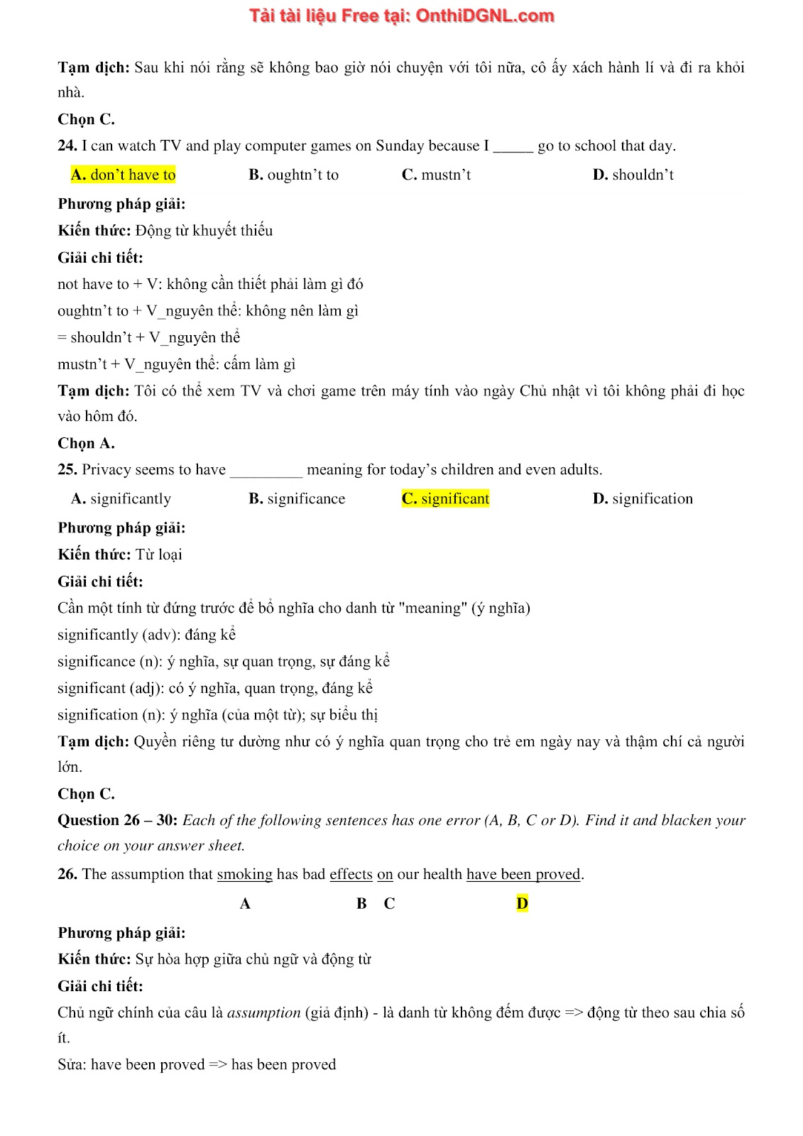 800 bài tập môn Tiếng Anh - Ôn thi ĐGNL ĐHQG TP HCM Phần 33