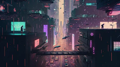 Ai Art, City, Cyberpunk, Night, City Lights 4K Wallpaper Background