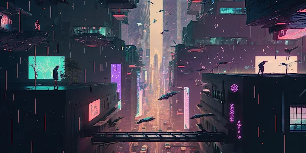 Ai Art, City, Cyberpunk, Night, City Lights 4K Wallpaper Background