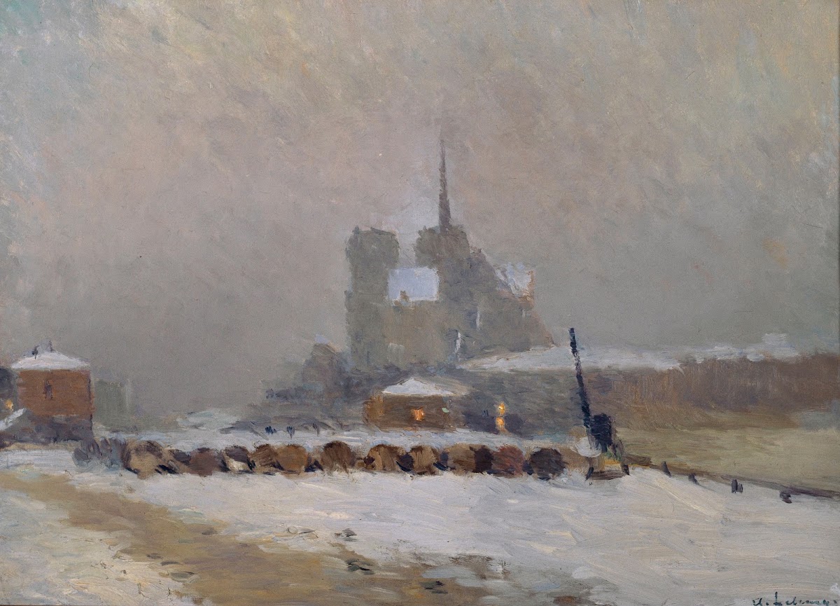 Notre Dame de Paris Effet de neige le soir 1897
