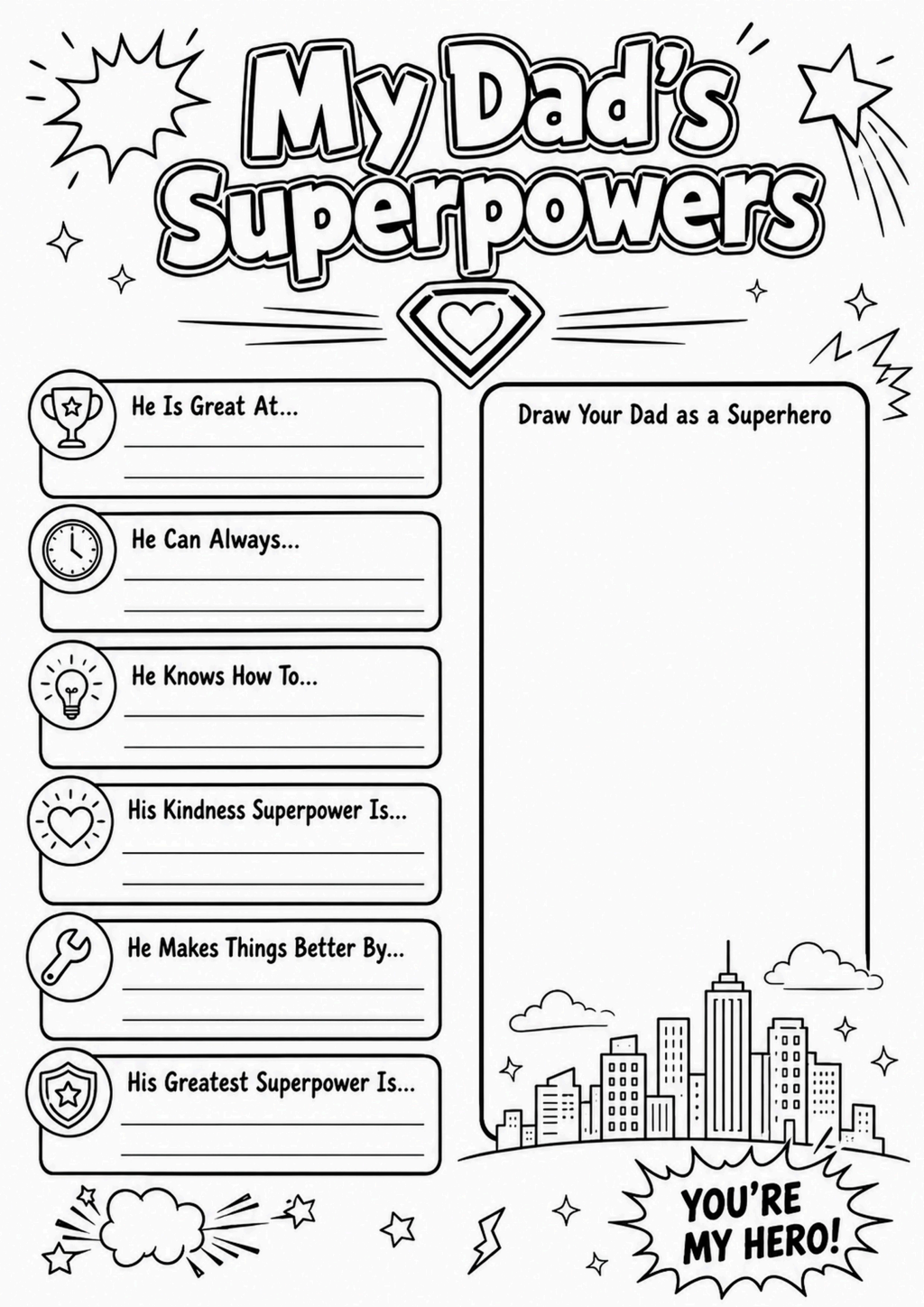 My Dad's Superpowers Worksheet