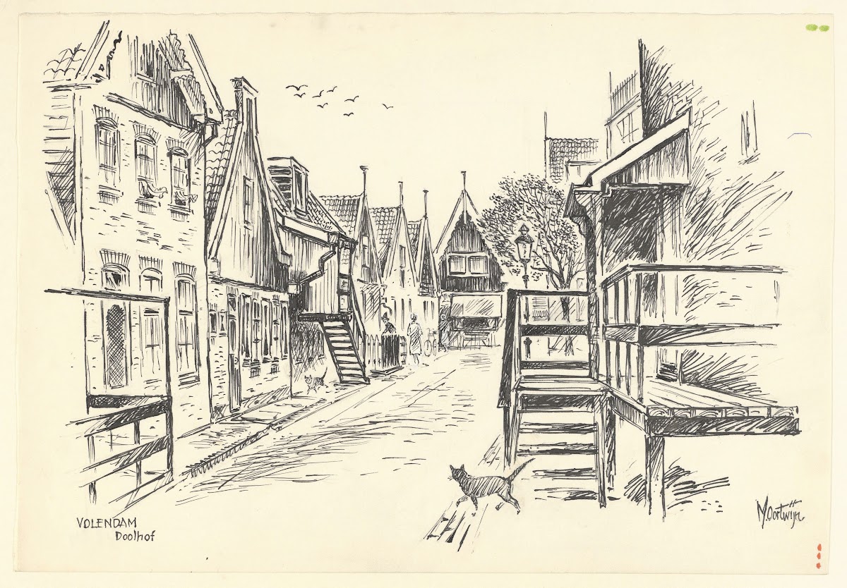 Gezicht in het Doolhof te Volendam 1950 1965