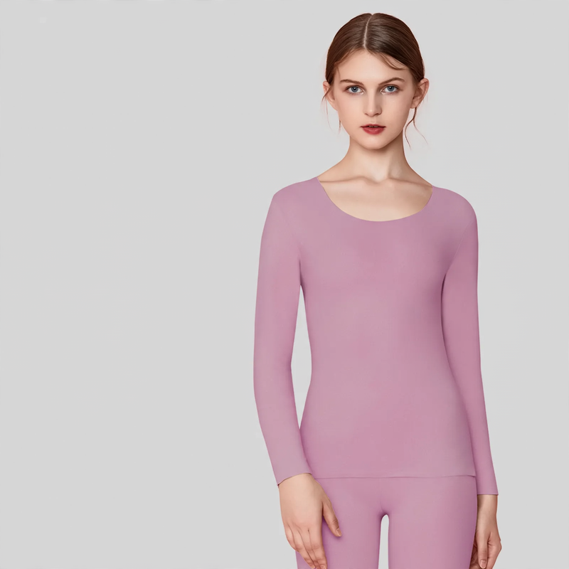 Women's thermal underwear set, lined, round neckline