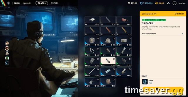 ARC Raiders — Shani's stall now takes Creds as its Raider Deck currency, shown in the trader interface