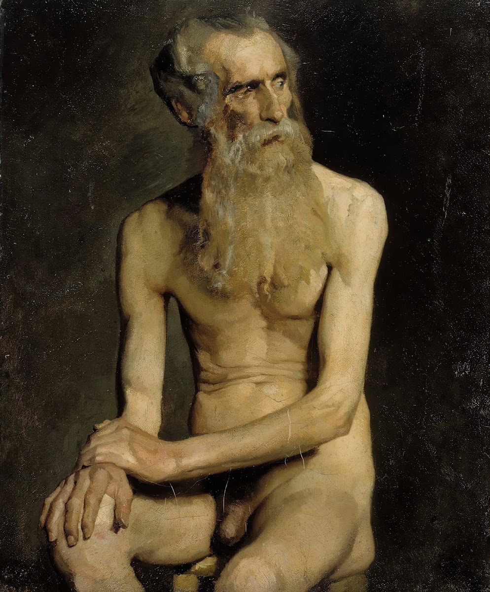Old Man Seated Academy Study 1874   1875