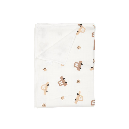 Детский плед Twins муслиновый 110х75 двойной Автомобили