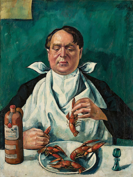 Man eating crayfish Portrait of Karol Szuster circa 1919