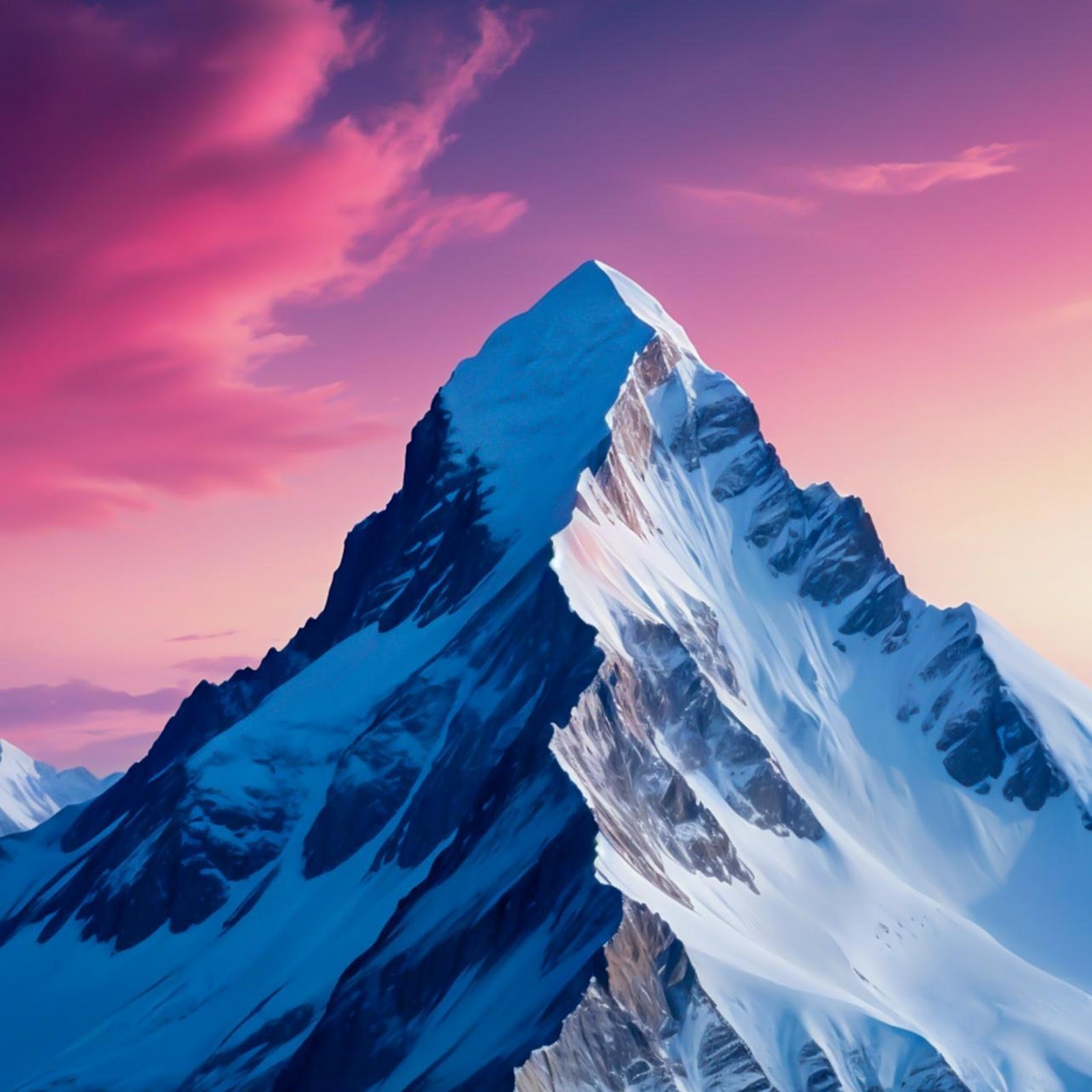 Download Snowy Mountain Peak At Sunset Full HD iPhone