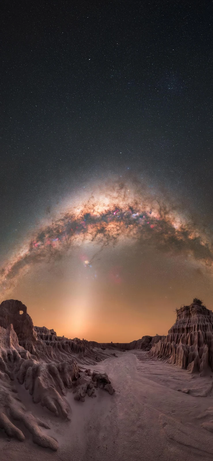 Milky Way Over Desert Canyons - Landscape Astrophotography 2K iPhone Wallpaper (1772x3839)