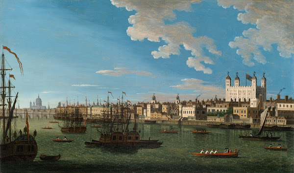 The Thames At The Tower Of London With London Bridge And St Pauls In The Distanc