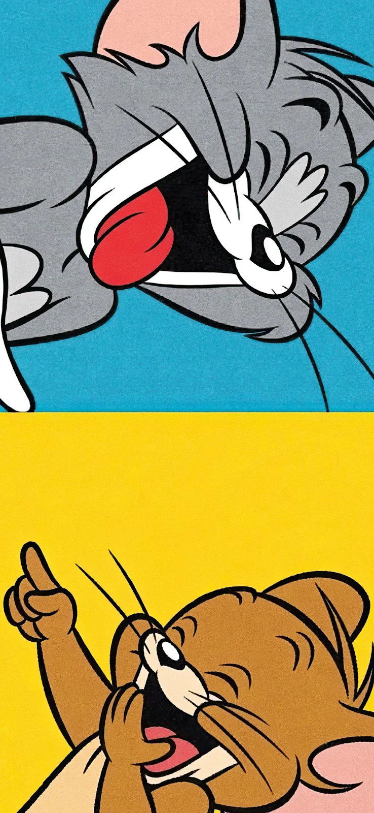 Tom And Jerry Cartoon Split - Cartoon Illustration 2K iPhone Wallpaper (1572x3408)