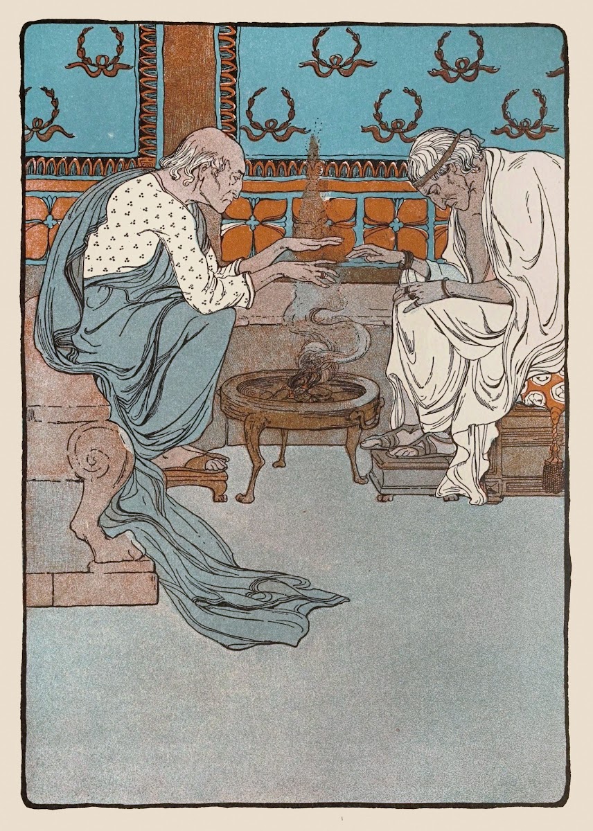 The two old mens hands shook together as they tried to warm themselves before th