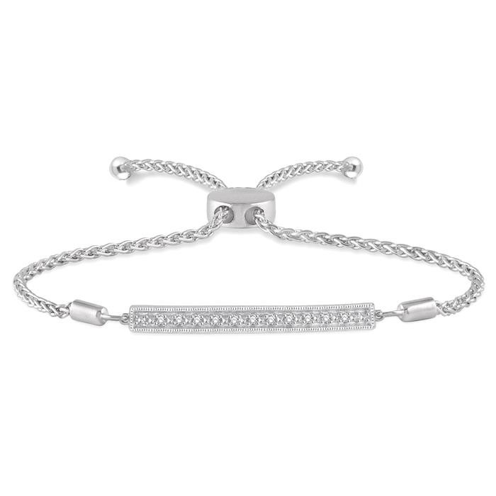Silver Bar Diamond Lariat Bracelet