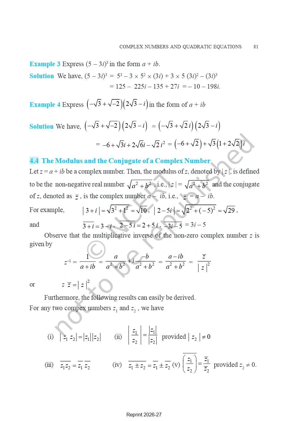 AHSEC Class 11 Mathematics Chapter 4 books Pdf (English Medium) ~ Daily ...