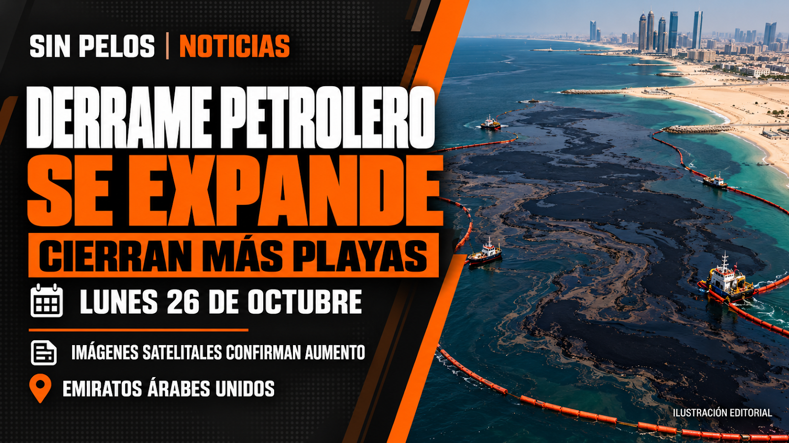 Derrame petrolero se expande frente a Emiratos Árabes Unidos y obliga a cerrar más playas