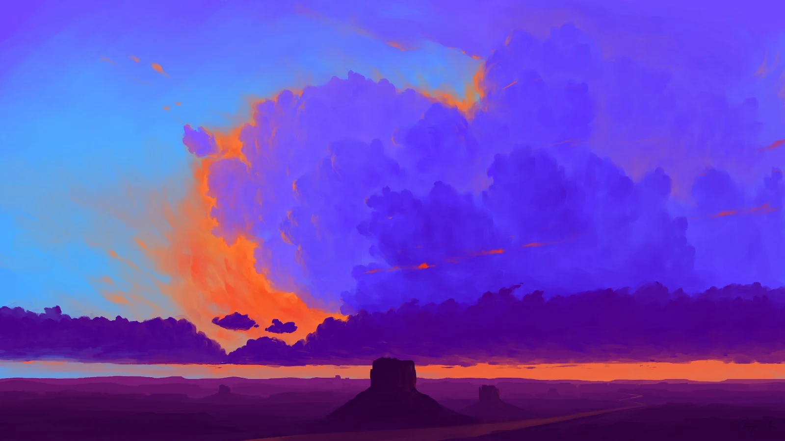 A Stunning Sunset, Landscape, Digital Art Full HD Desktop and Mobile Wallpaper Background (1920x1080)