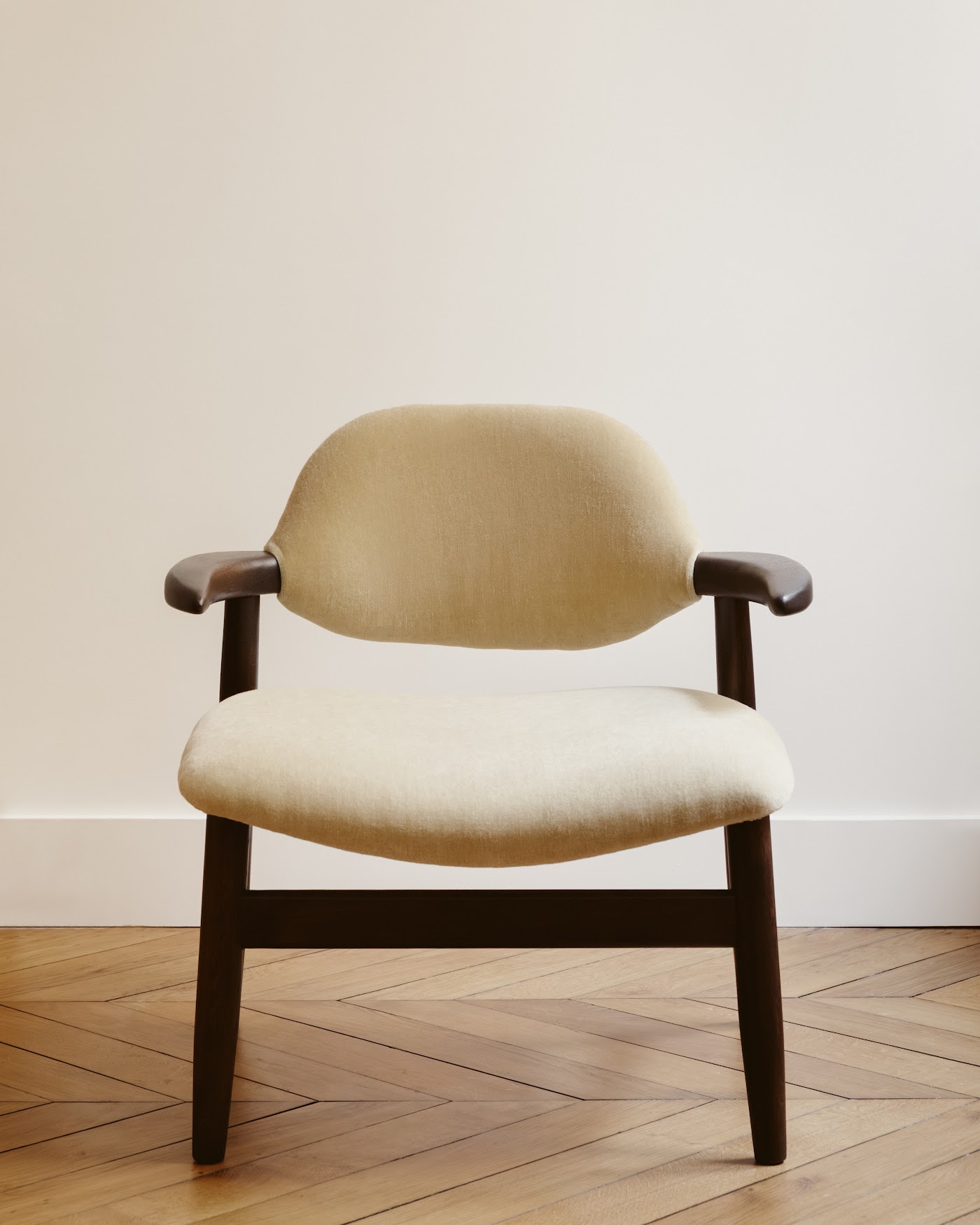Cream bouclé armchair