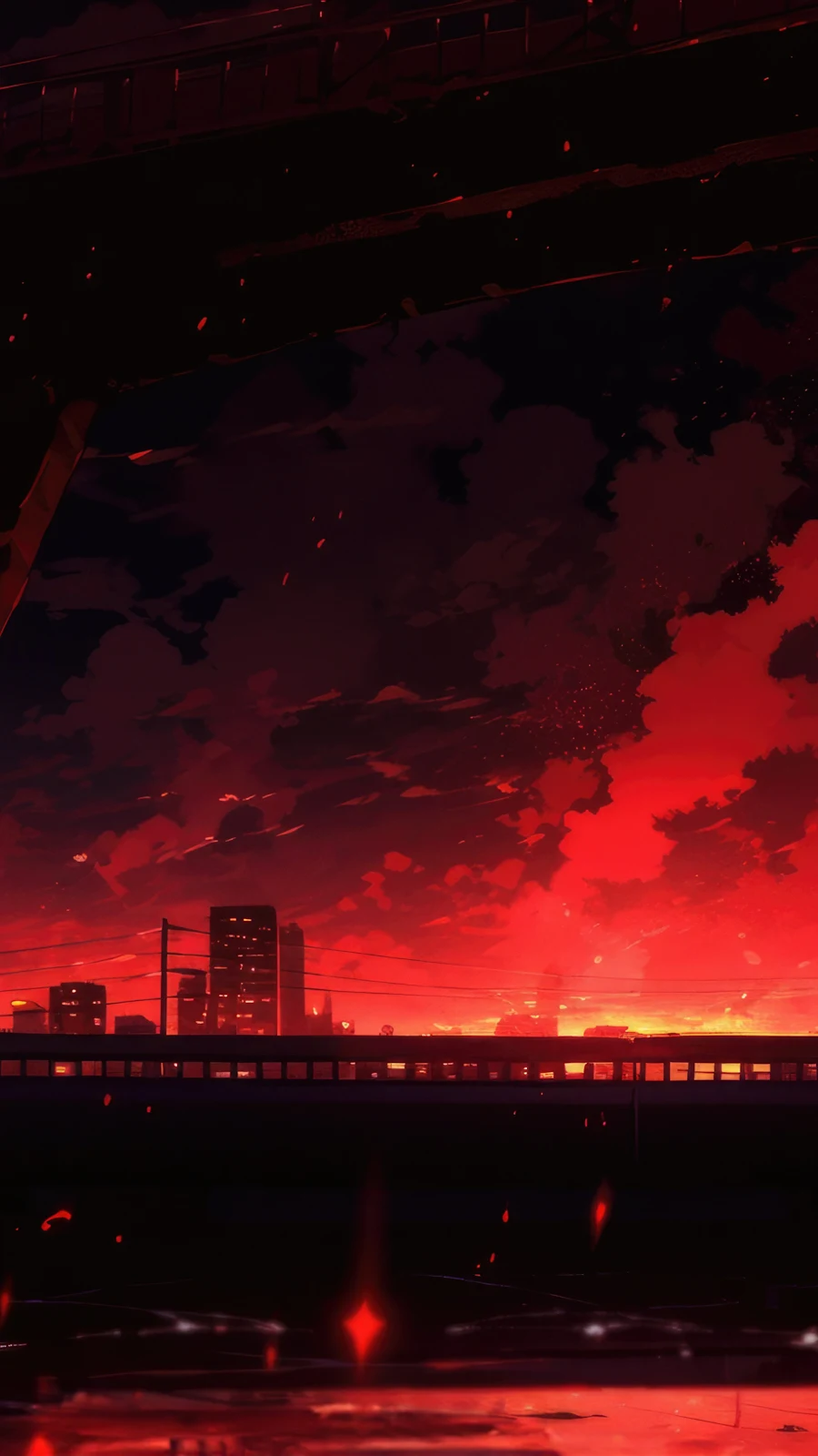 Red Sky, Anime, Cityscape, Sunset, Train 4K iPhone Wallpaper for Free Download in High Quality [2160x3840]