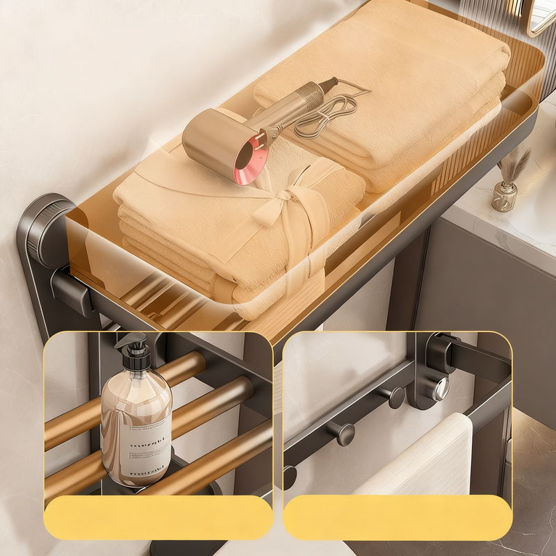 Adhesive towel holder, metal, modern