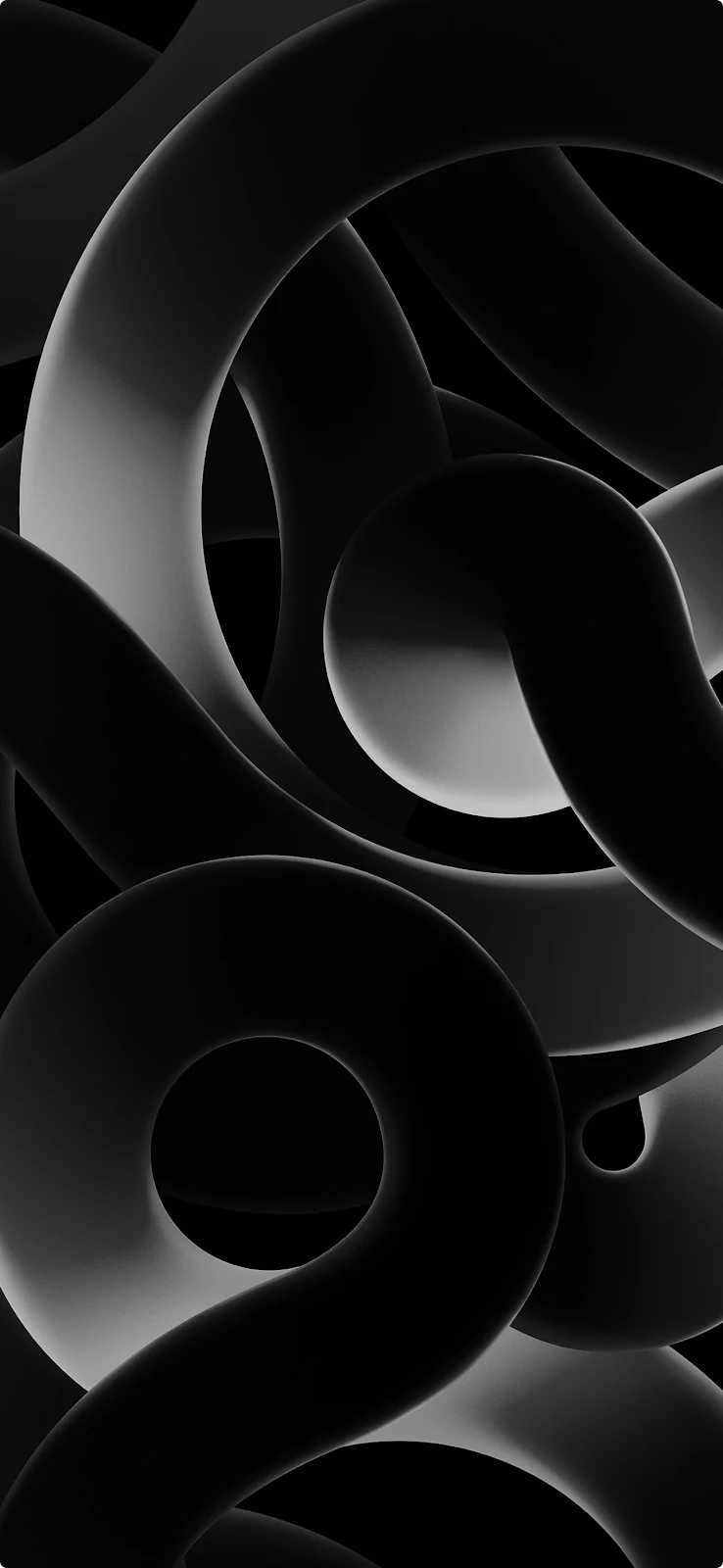 Abstract Black Swirling Tubes - 3D Digital Art Full HD iPhone Wallpaper (1290x2796)