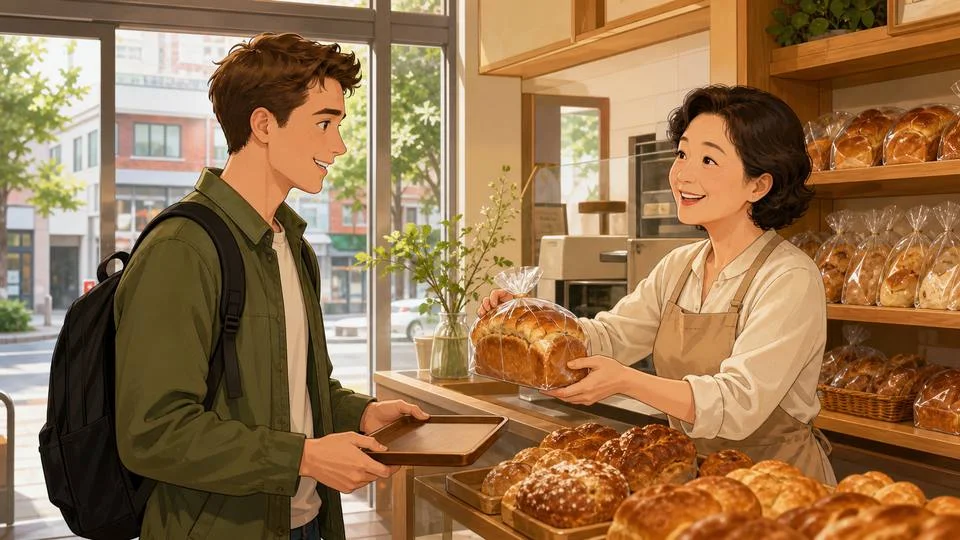 Beginner Korean conversation: buying bread