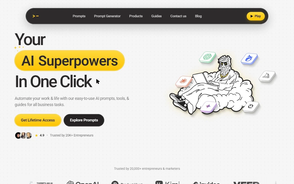 Captura de 200+ ChatGPT Mega-Prompts for Solopreneurs