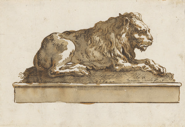 A Lion Lying Toward the Right on a Base mid 18thearly 19th century