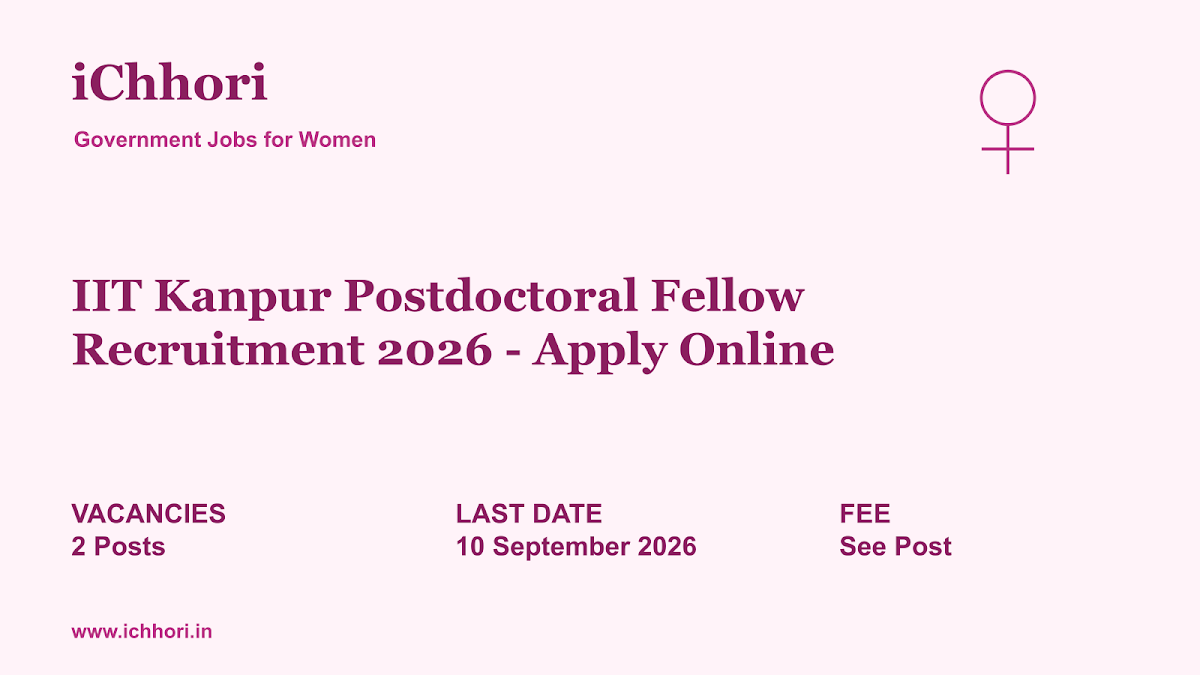 IIT Kanpur Postdoctoral Fellow Recruitment 2026 - Apply Online - iChhori