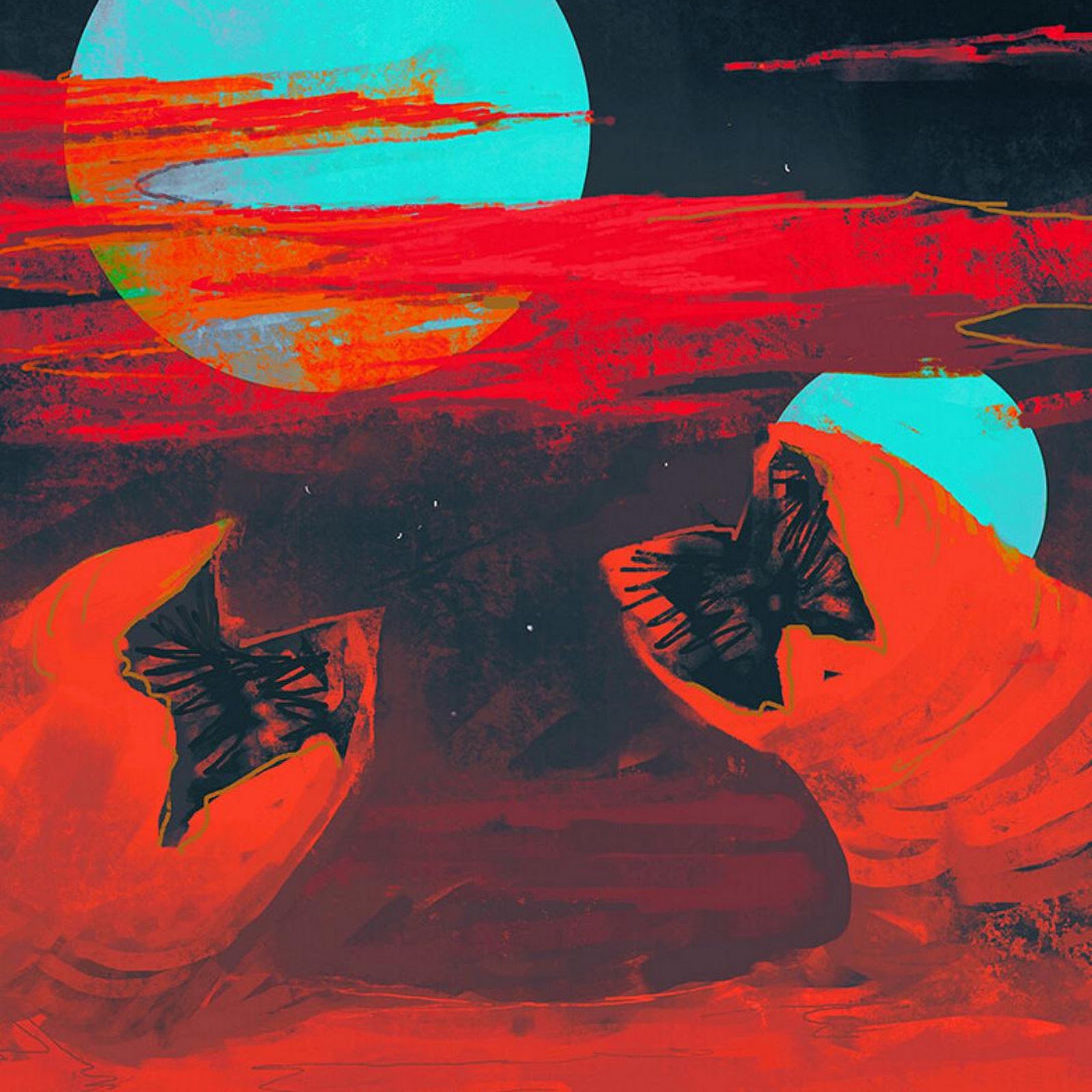 Download Dune Sandworms Under Alien Sky Full HD iPhone