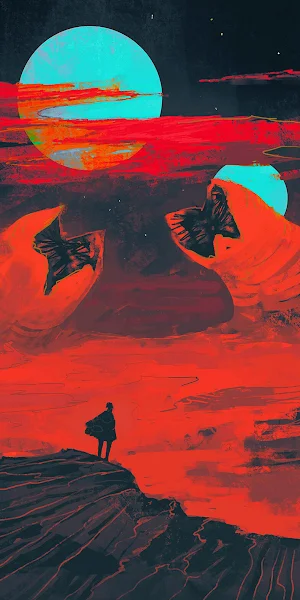 Dune Sandworms Under Alien Sky Full HD iPhone Wallpaper Background