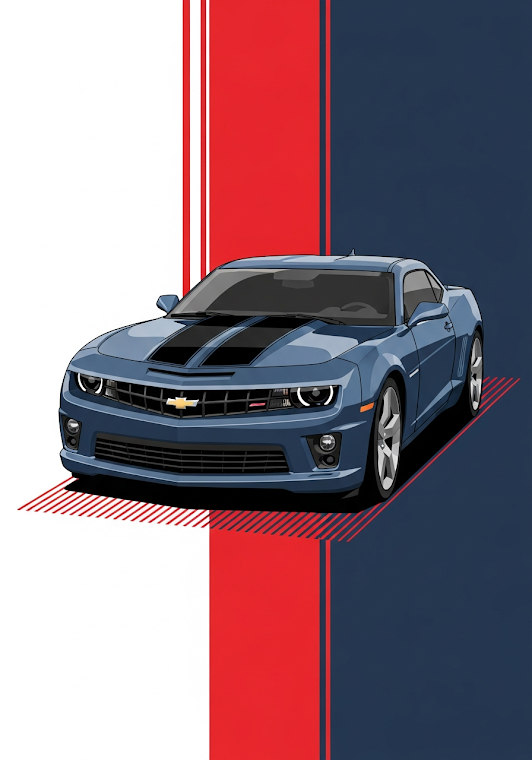 Dynamic Blue Camaro Graphic Art
