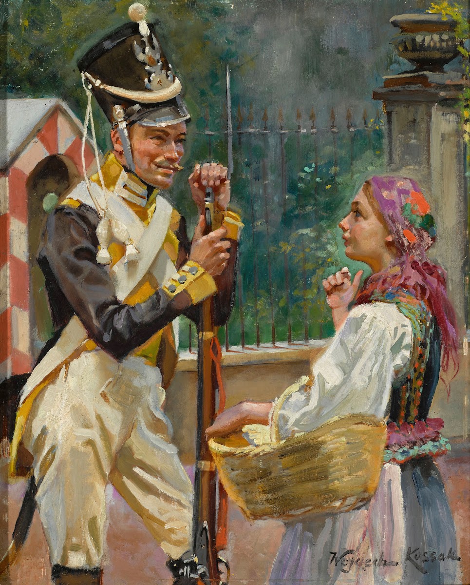 A Soldier and a Girl  in front of the Belvedere 1912