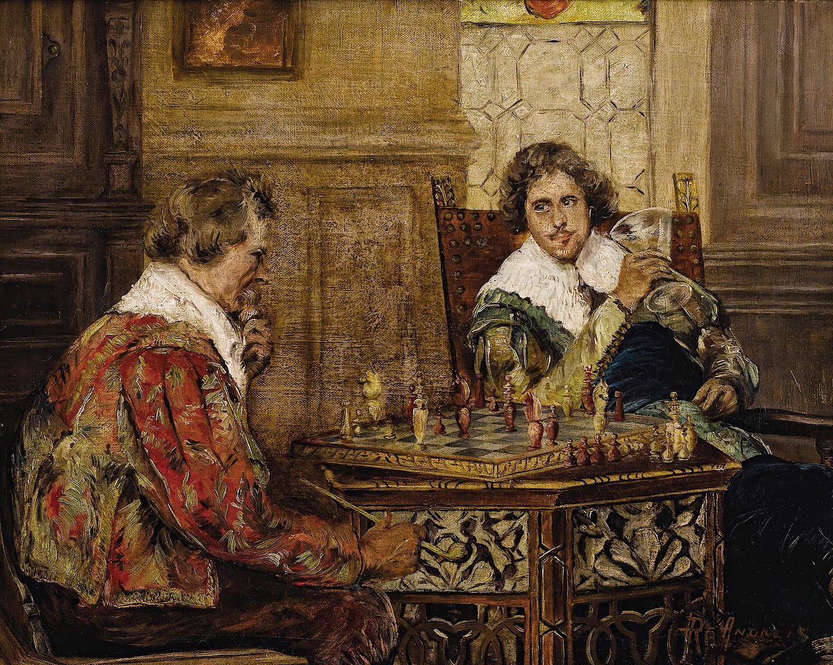 Cavaliers Playing Chess c 1890