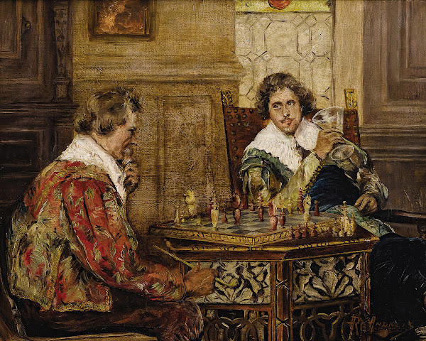 Cavaliers Playing Chess c 1890