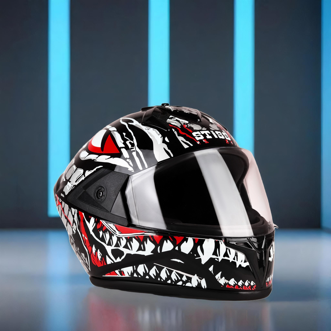 Side profile of the helmet showing aerodynamic shape