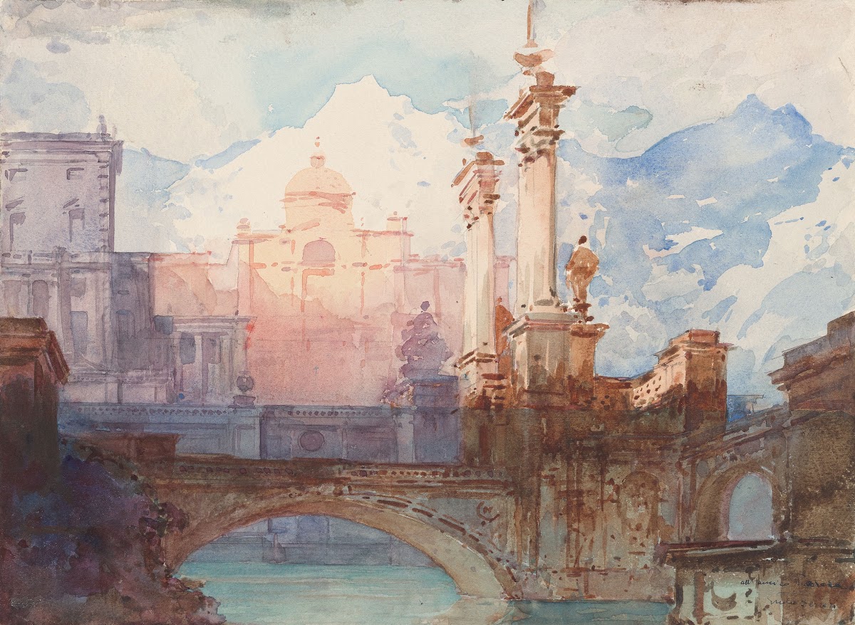 A Bridge Over Water Against A Palace Background