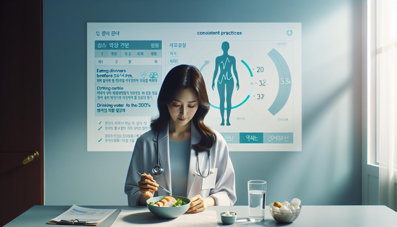 Korean actress weight management strategies including meal timing and healthy eating habits for sustainable weight control