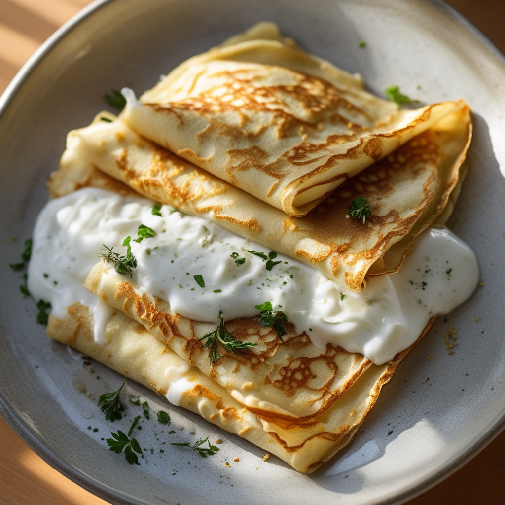 Blender Crepes with Greek Yogurt Lemon Filling - Easy Homemade Breakfast Treat