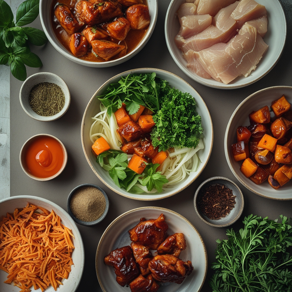 Ingredients for Easy Baked BBQ Chicken Bowls Recipe – Quick & Flavorful Dinner