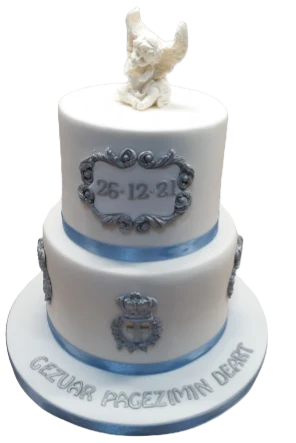 2 Tier Christening Baptism Cake For Boys CB-NC464